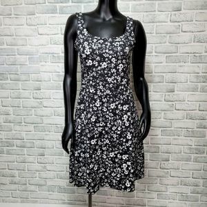 Lole Womens S Black White Floral Tank Dress UPF50+ Moisture‎ Wicking Quick Dry